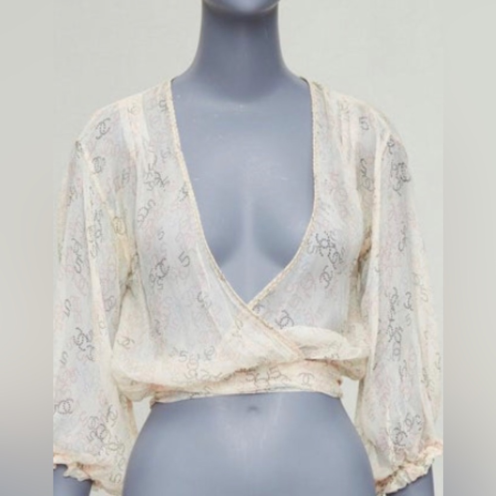 NWT Chanel Sheer Tie-Front Top - Yellow